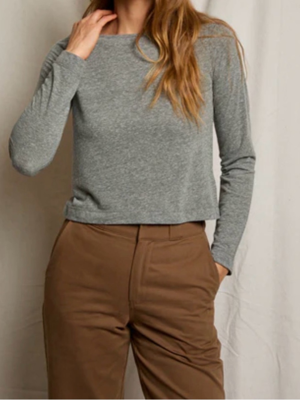 NWT Perfectwhitetee parker crispy cotton long sleeve boat neck top medium